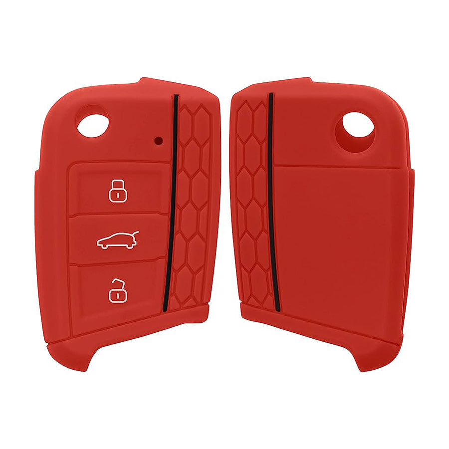 Golf 7 Gti + Tsi 3 Button Silicone Key Fob Case Red