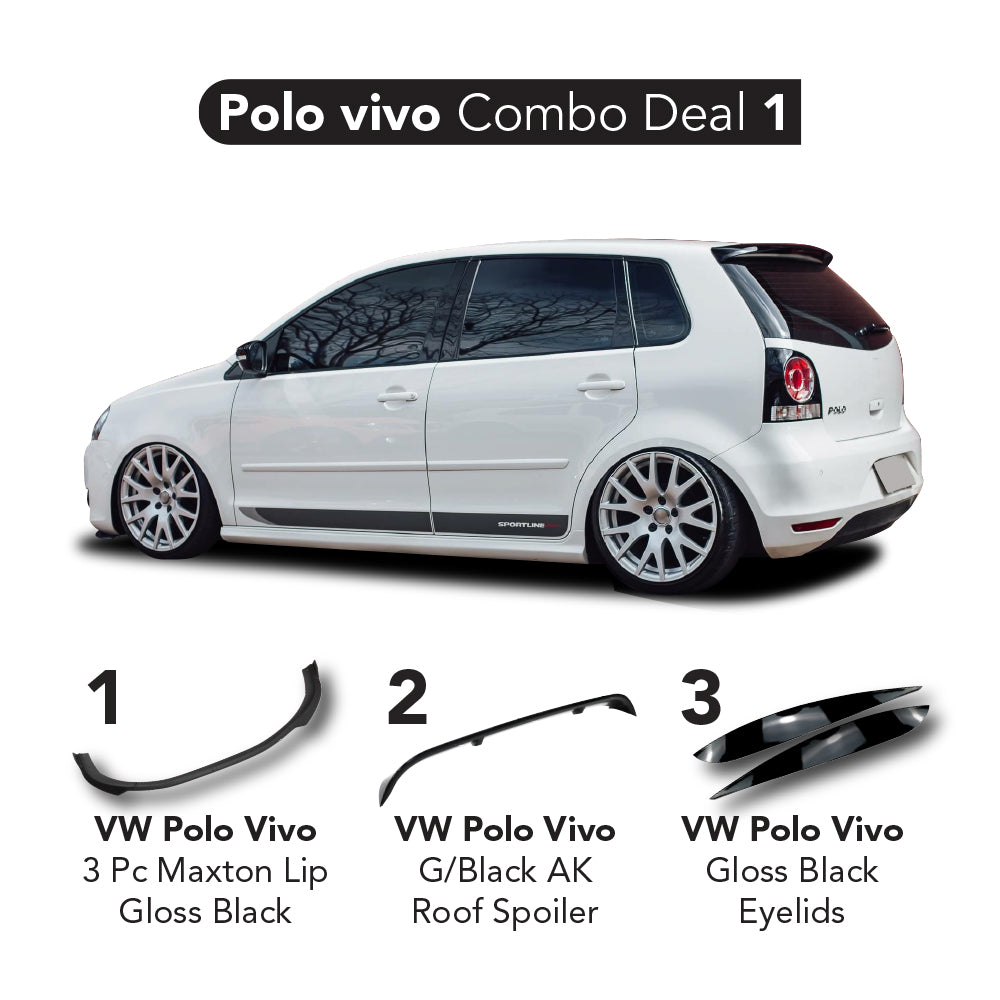 Polo Vivo Combo Deal 1: Vivo Maxton Lip, Roof Spoiler & Eyelids