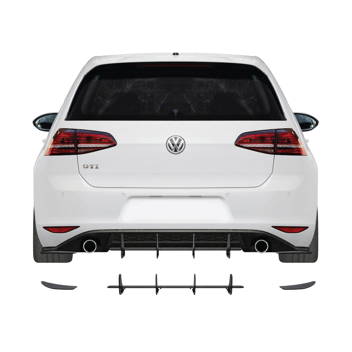 Vw Golf 7 Gti Maxton Single Slat Rear Diffuser Black
