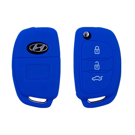 Hyundai 4 Button Silicone Key Fob Case Blue